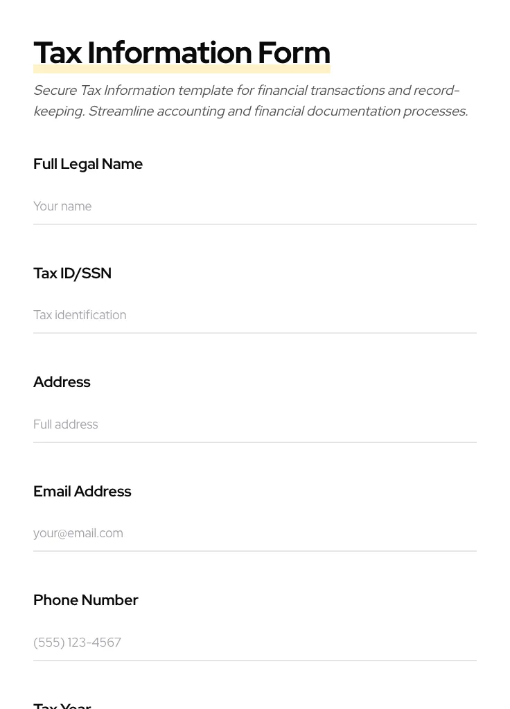 Tax Information preview