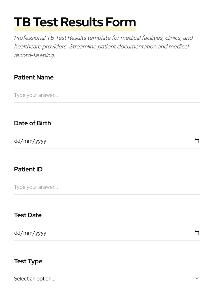 TB Test Results preview