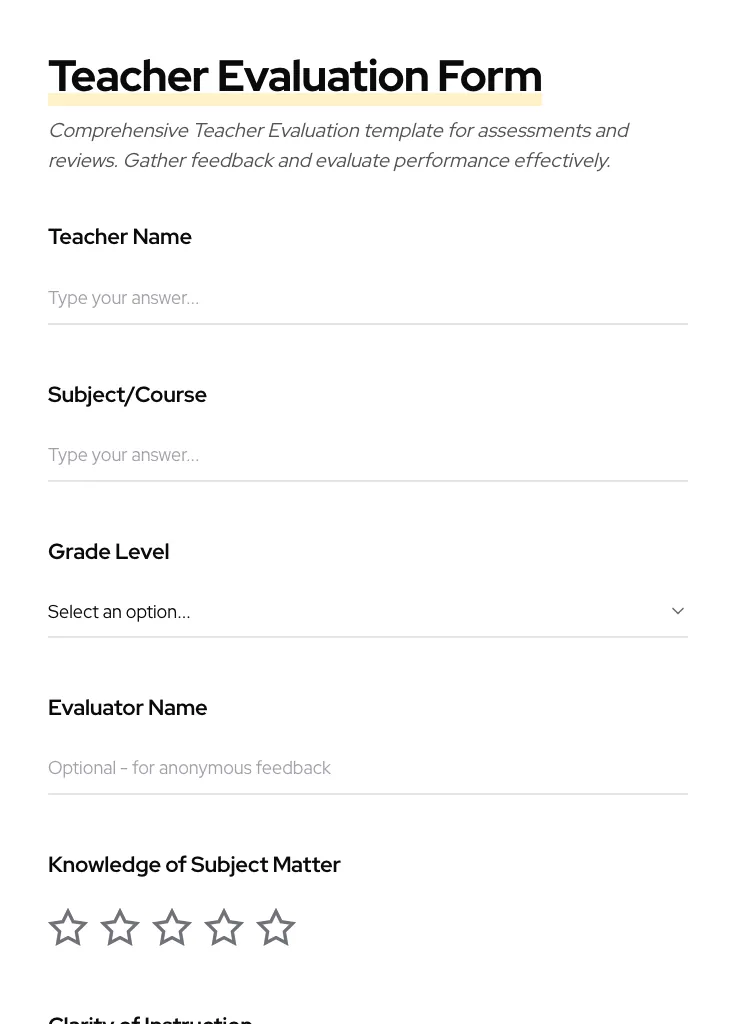 Teacher Evaluation preview