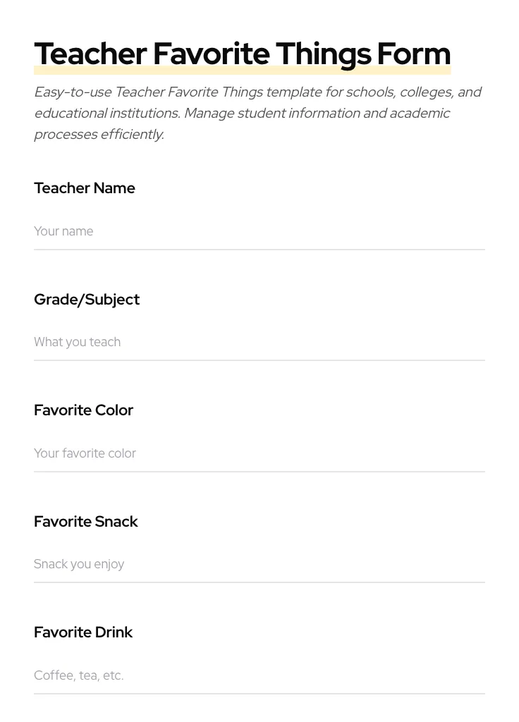 Teacher Favorite Things preview