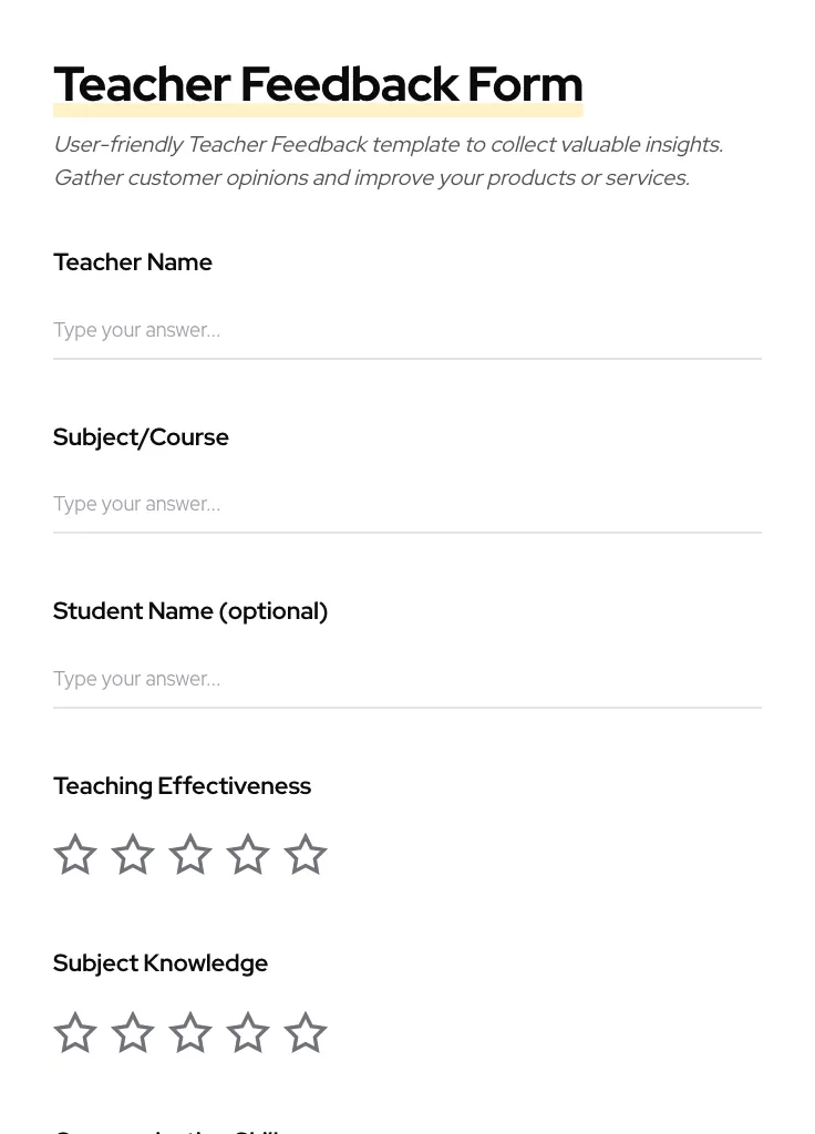 Teacher Feedback preview