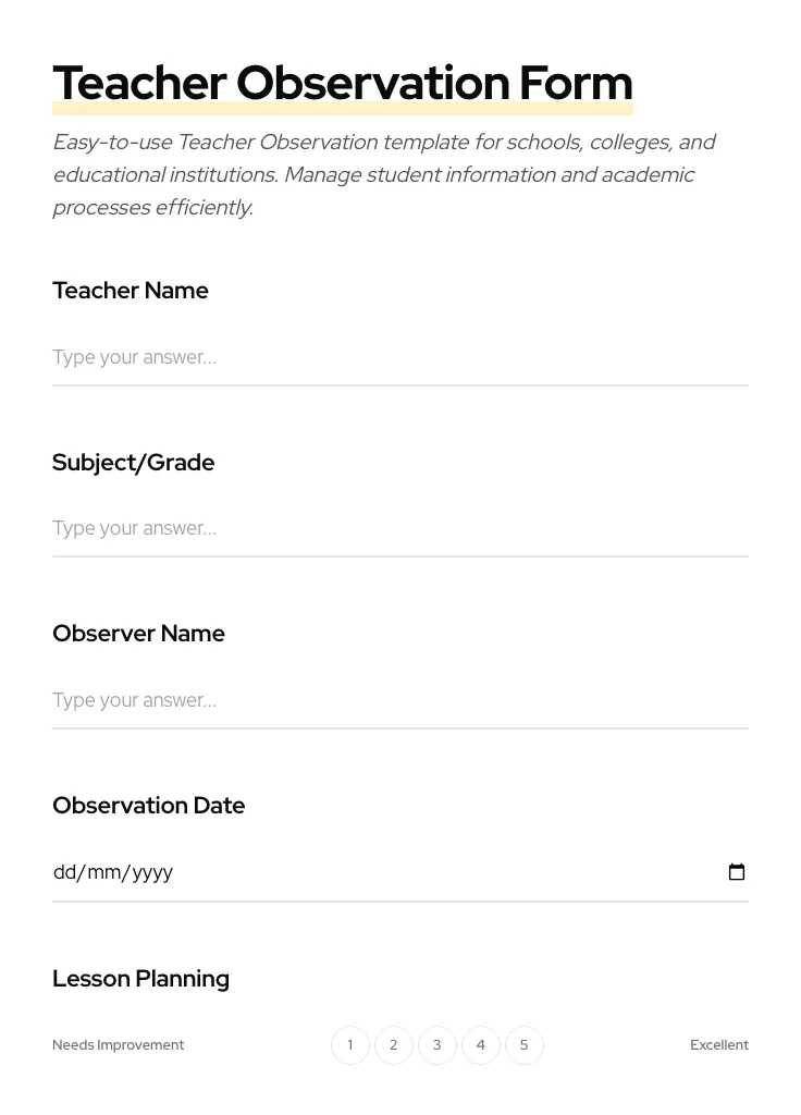 Teacher Observation preview