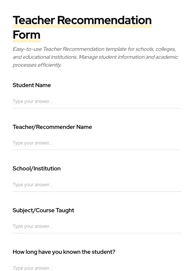 Teacher Recommendation preview