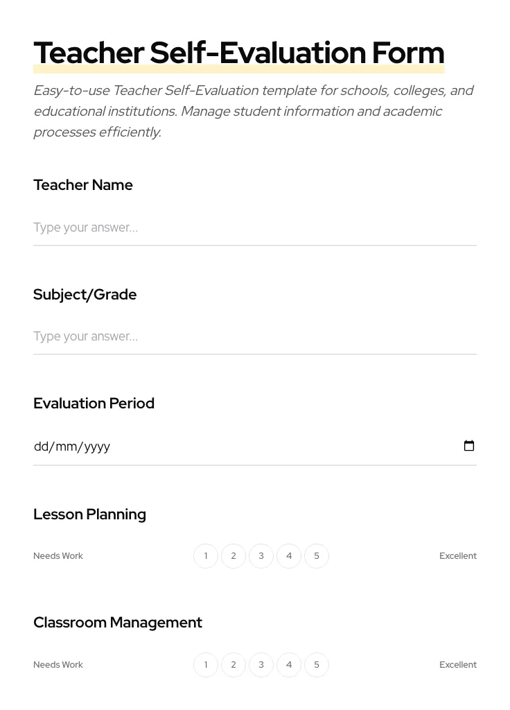 Teacher Self-Evaluation preview