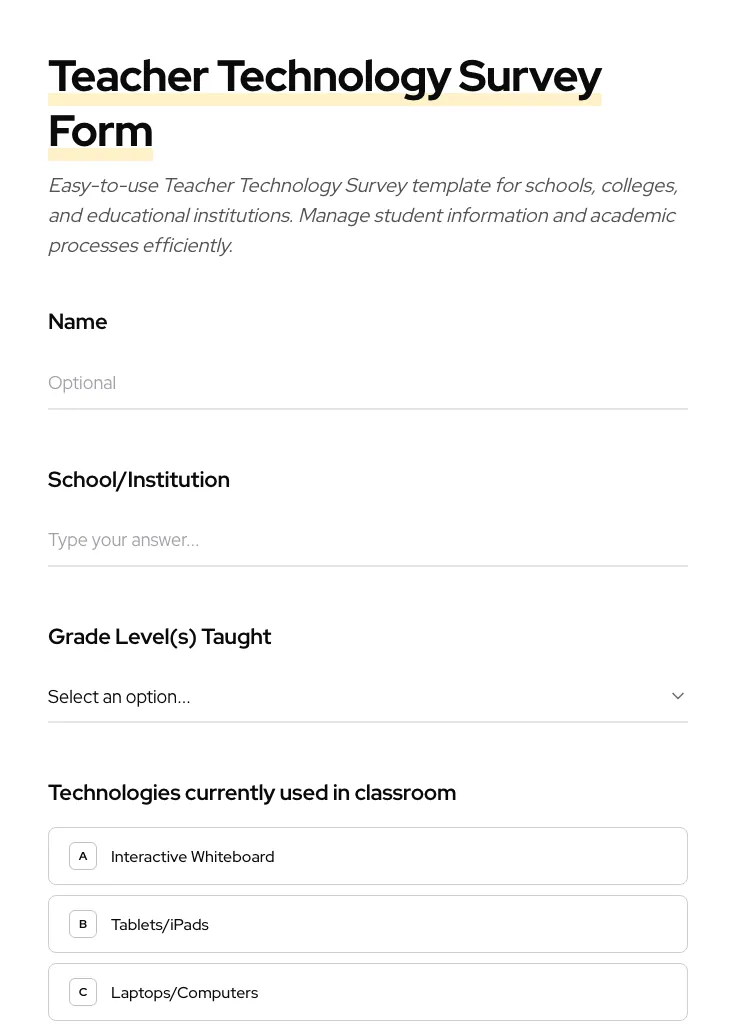 Teacher Technology Survey preview