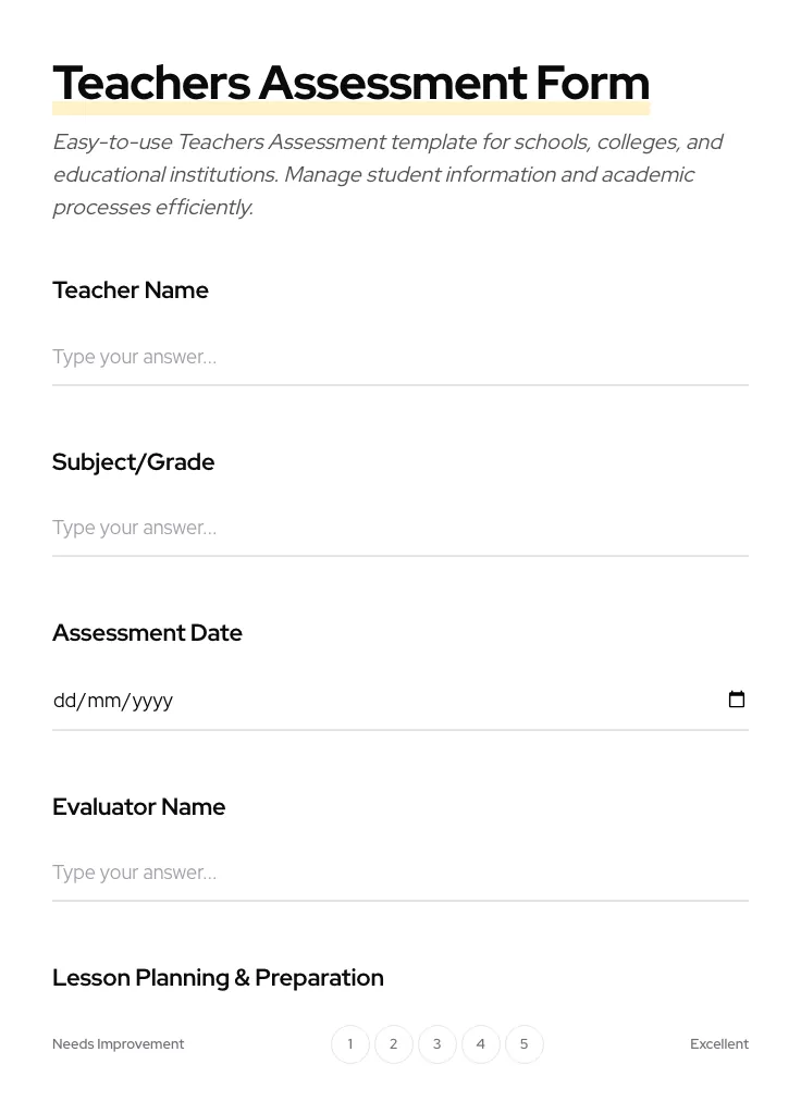 Teachers Assessment preview