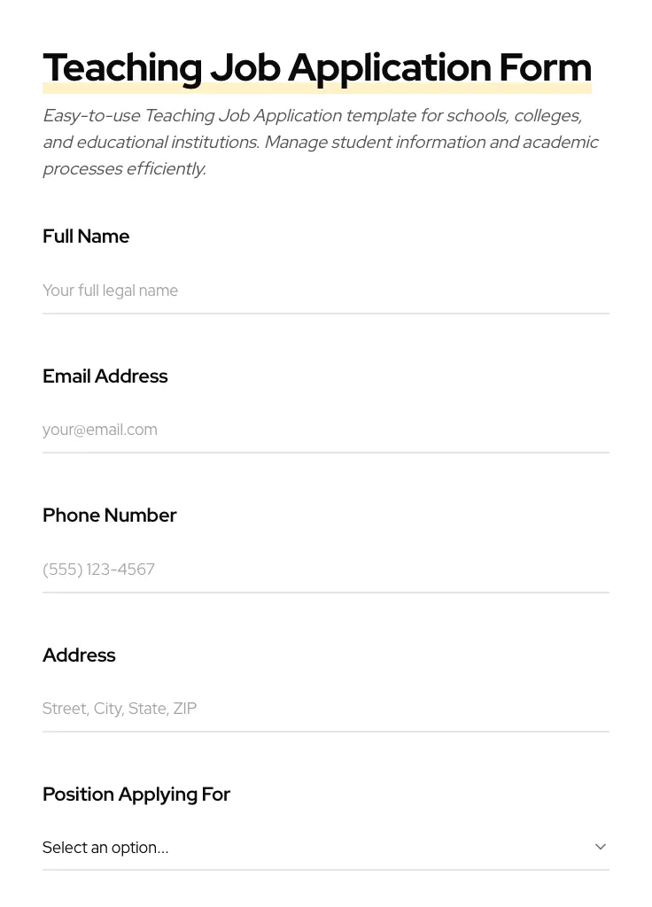 Teaching Job Application preview