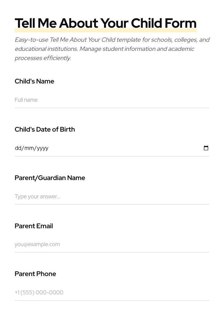 Tell Me About Your Child preview