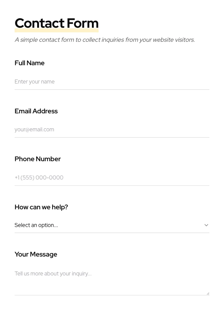 Contact Form preview
