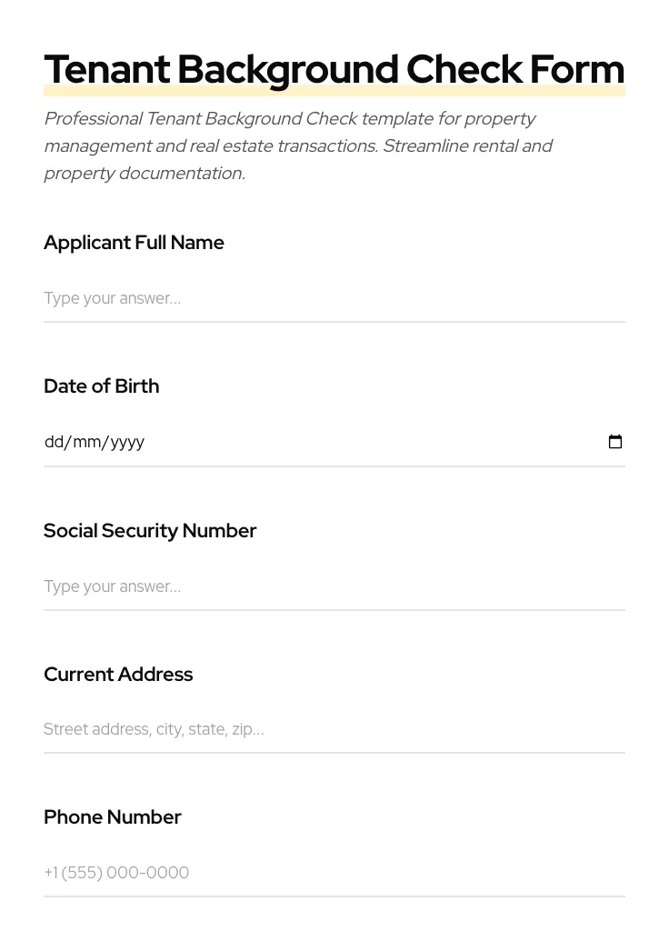 Tenant Background Check preview