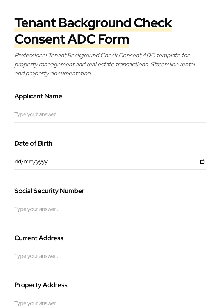 Tenant Background Check Consent ADC preview