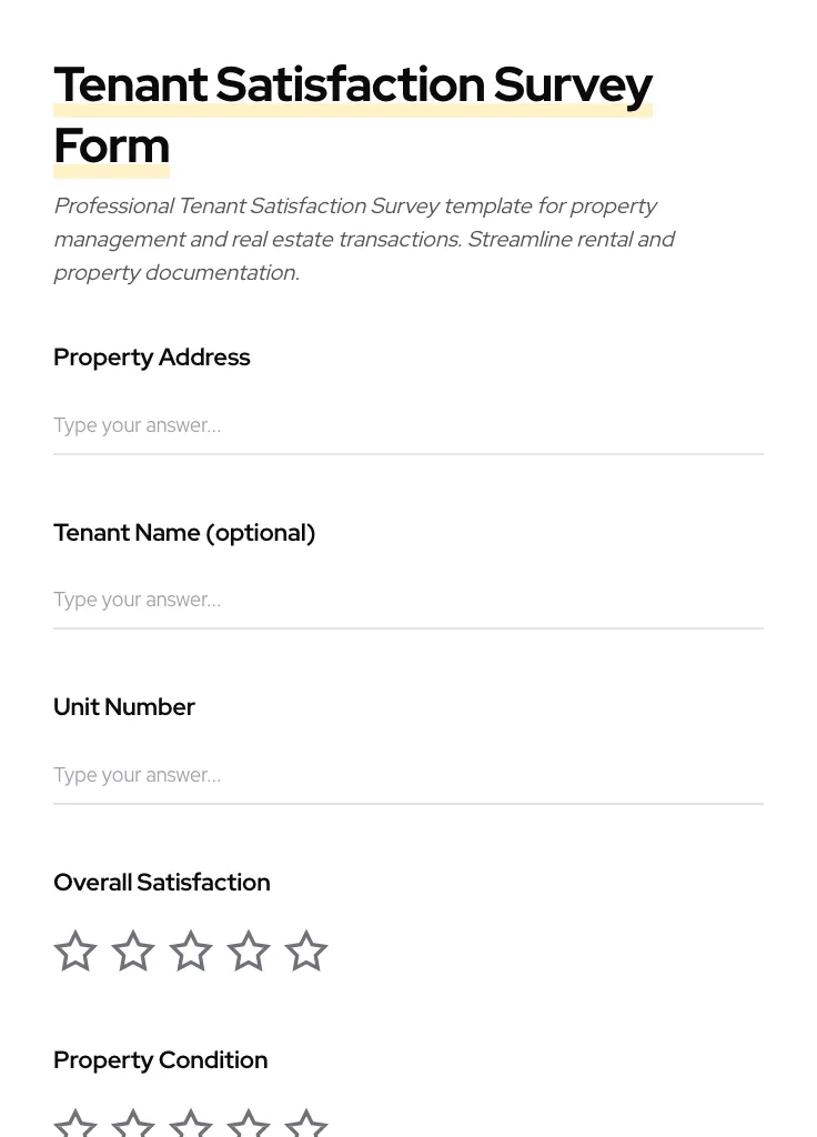 Tenant Satisfaction Survey preview