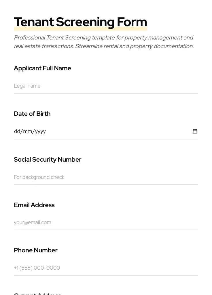 Tenant Screening preview