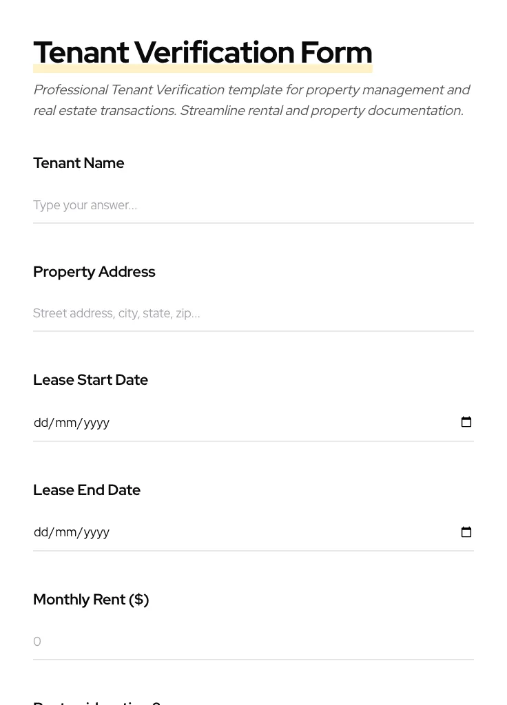 Tenant Verification preview