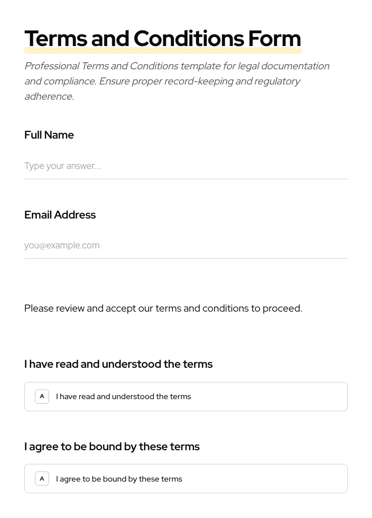 Terms and Conditions preview