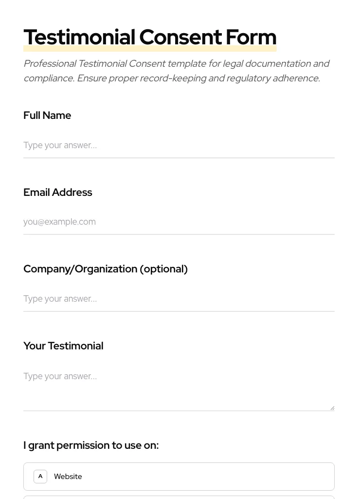 Testimonial Consent preview