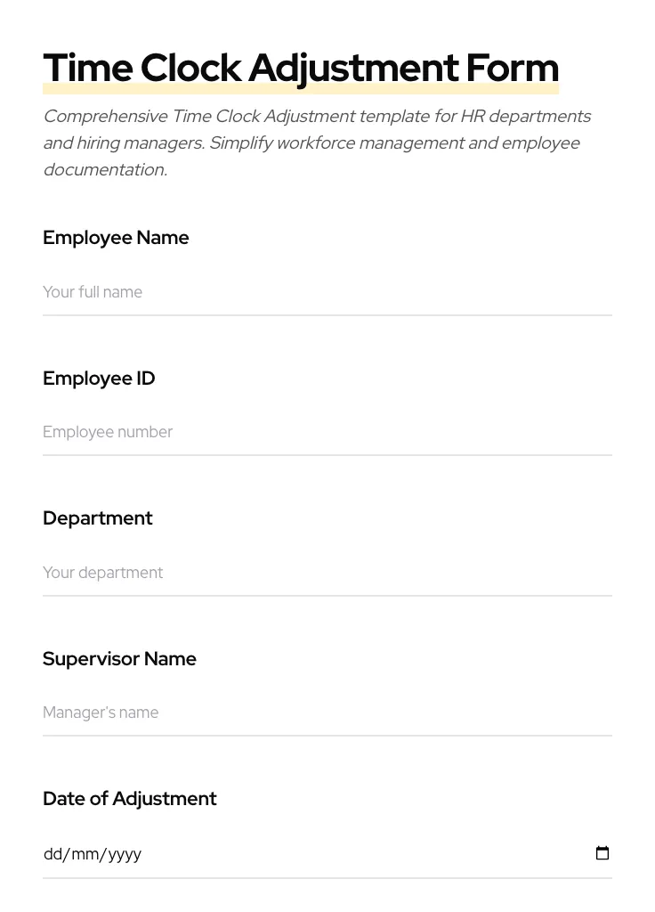 Time Clock Adjustment preview