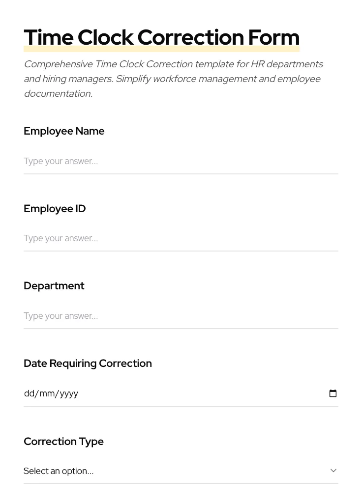 Time Clock Correction preview