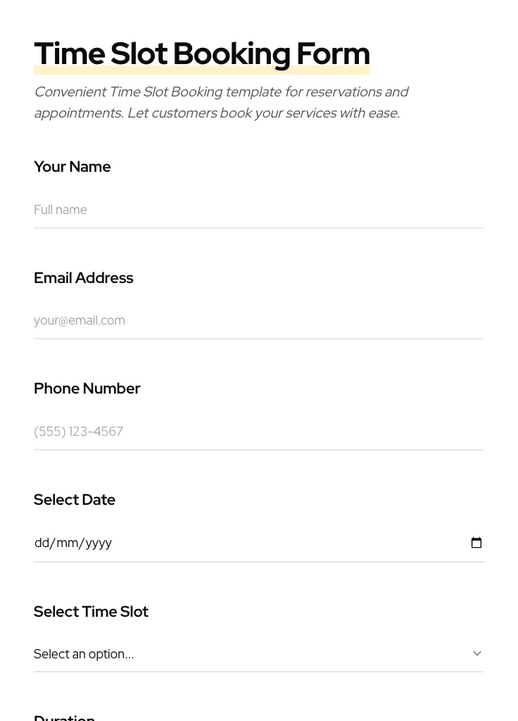 Time Slot Booking preview