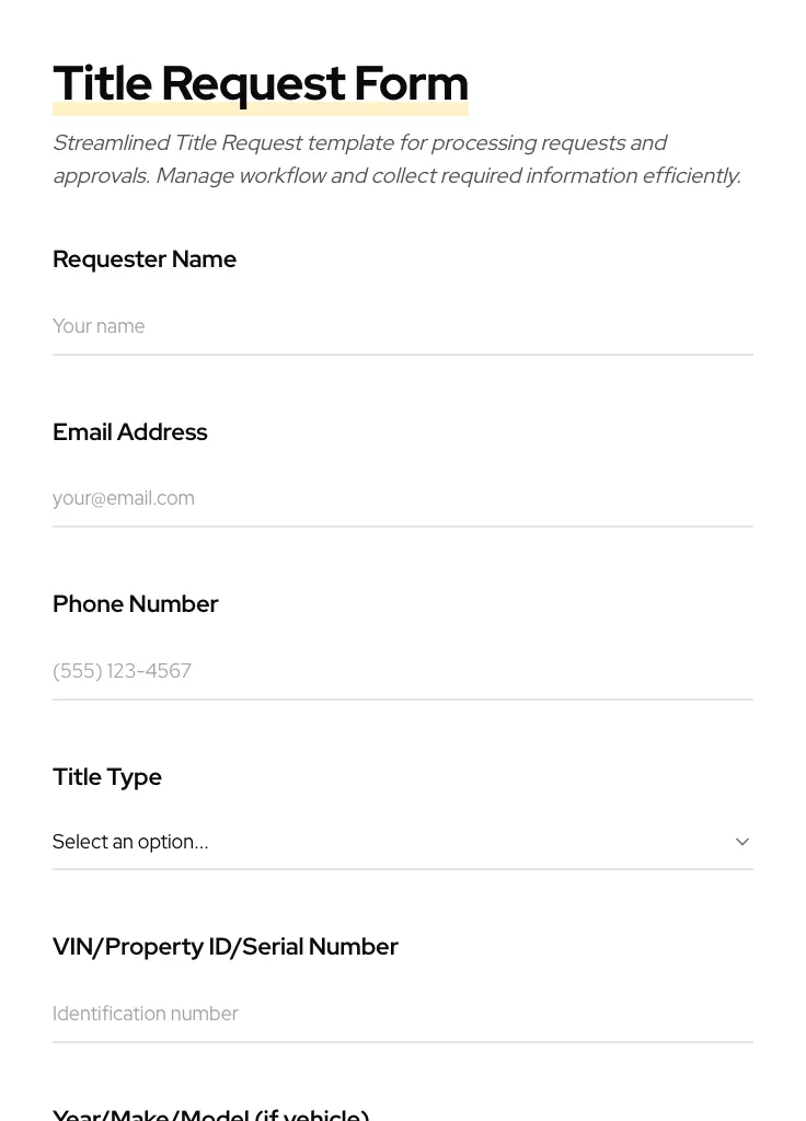 Title Request preview