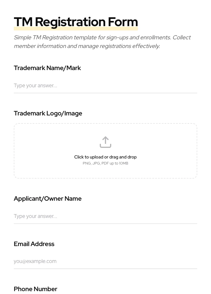 TM Registration preview