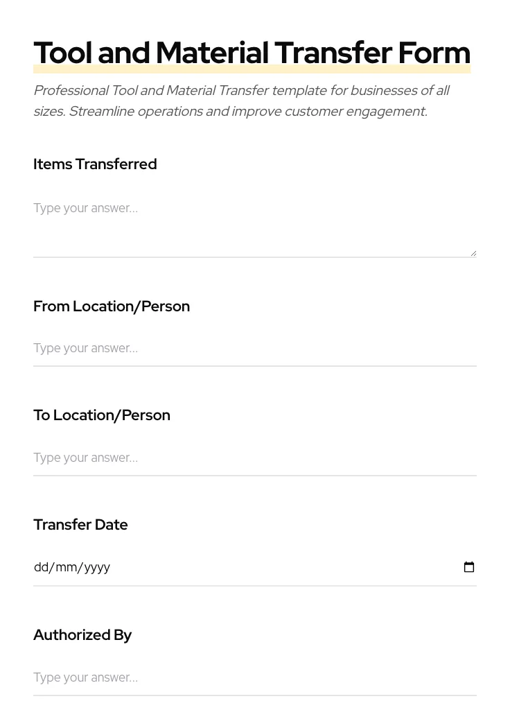 Tool and Material Transfer preview