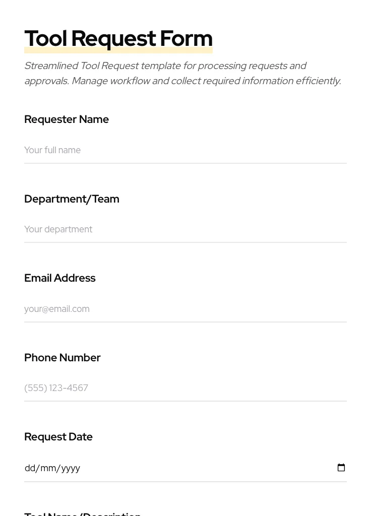 Tool Request preview