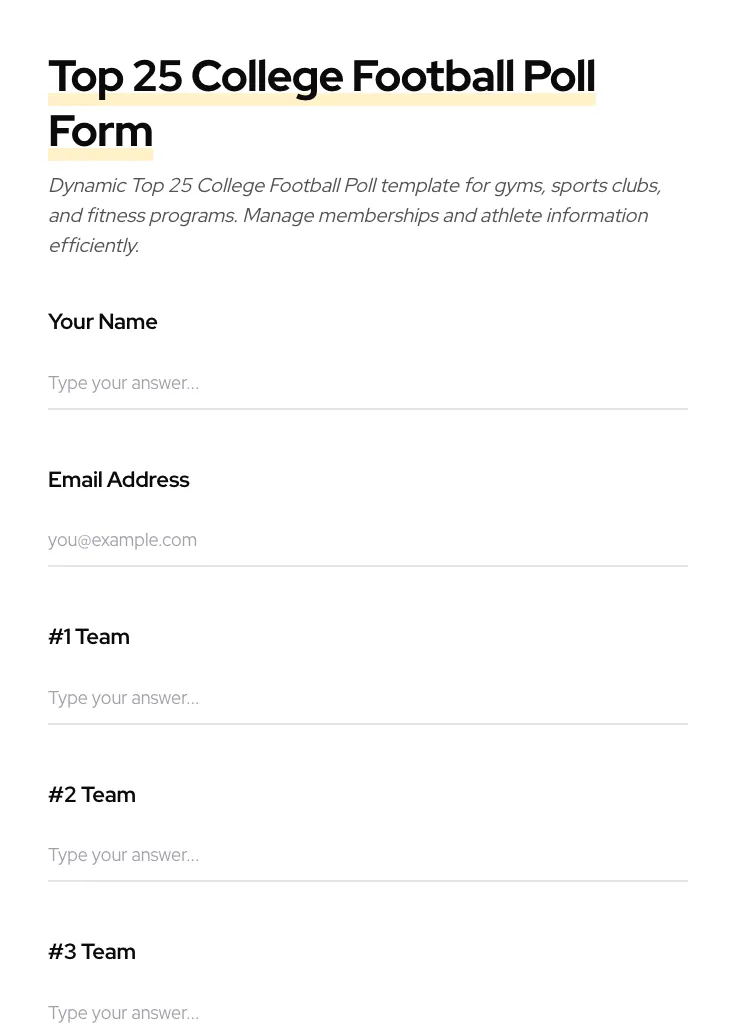 Top 25 College Football Poll preview