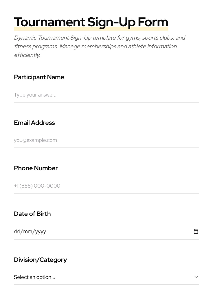 Tournament Sign-Up preview
