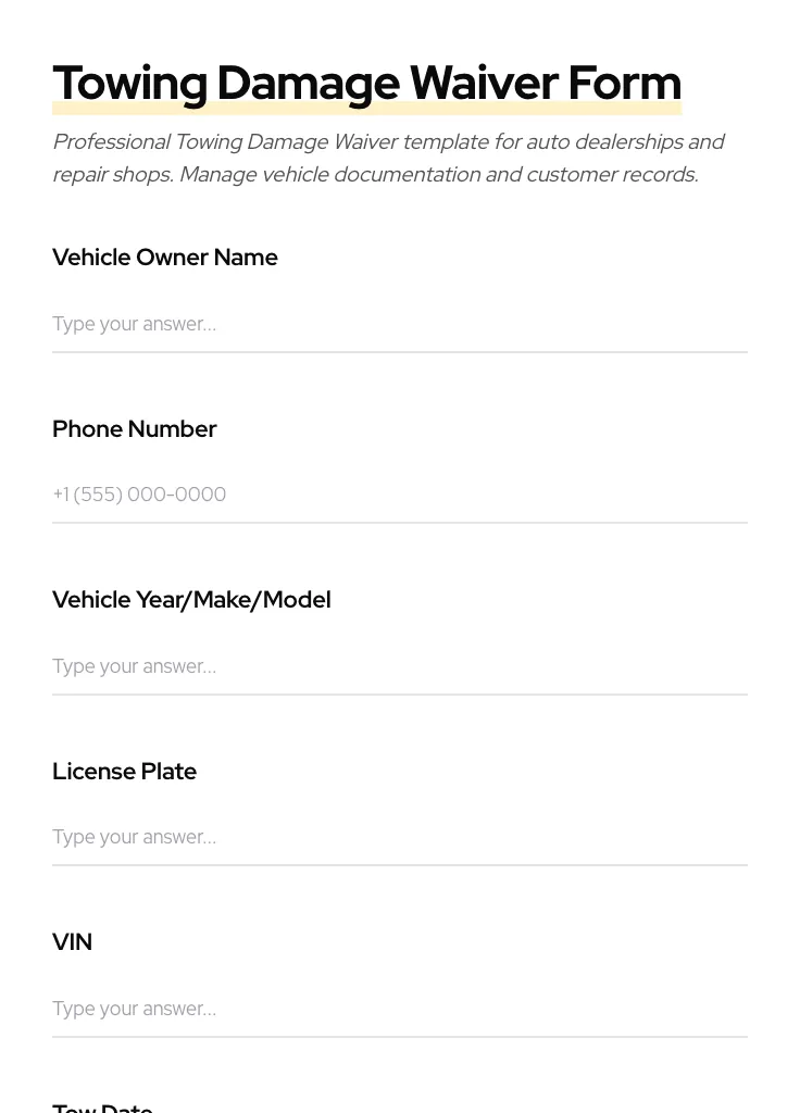 Towing Damage Waiver preview