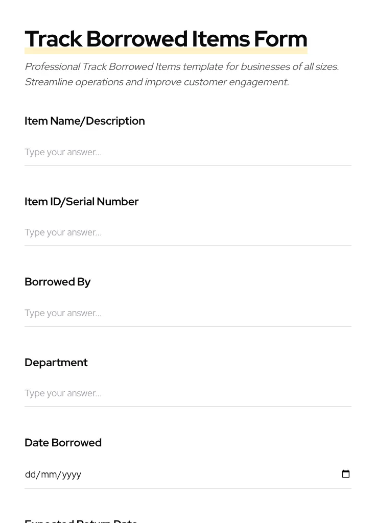 Track Borrowed Items preview