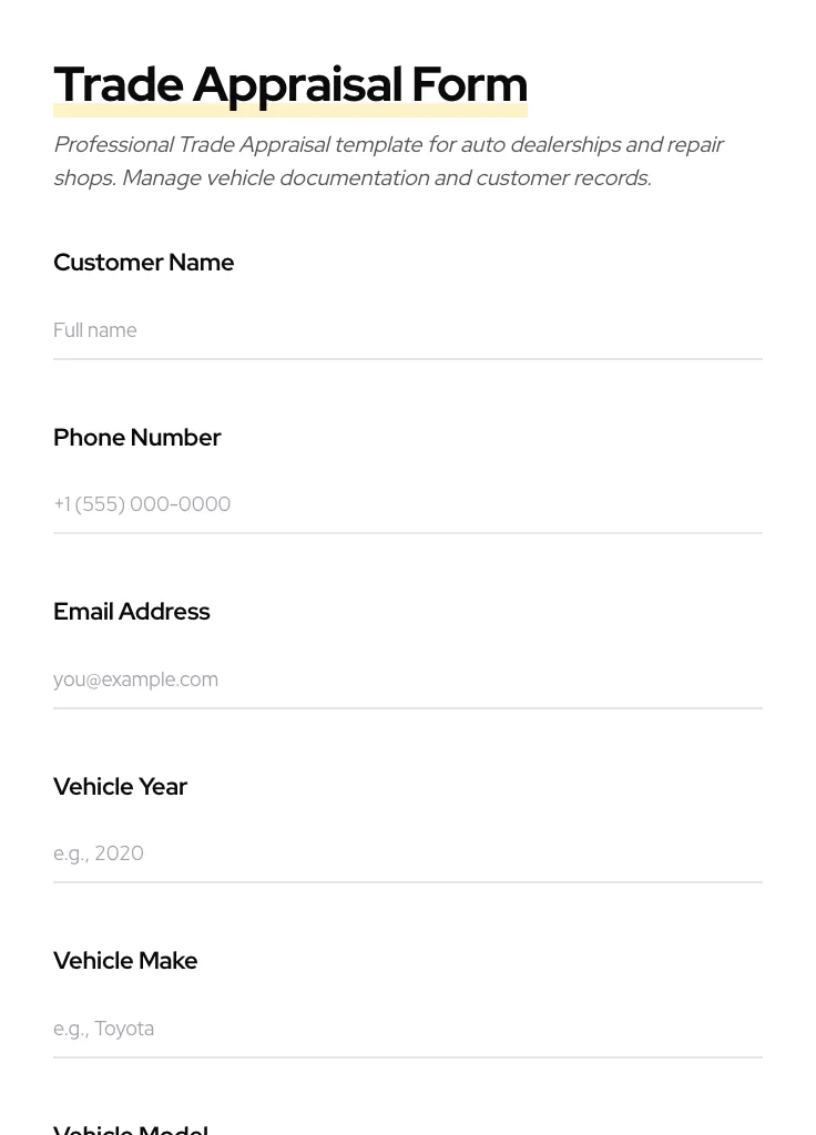 Trade Appraisal preview