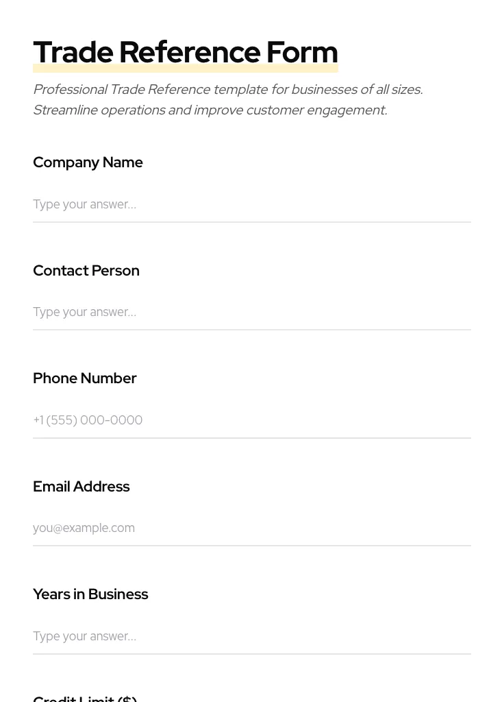 Trade Reference preview