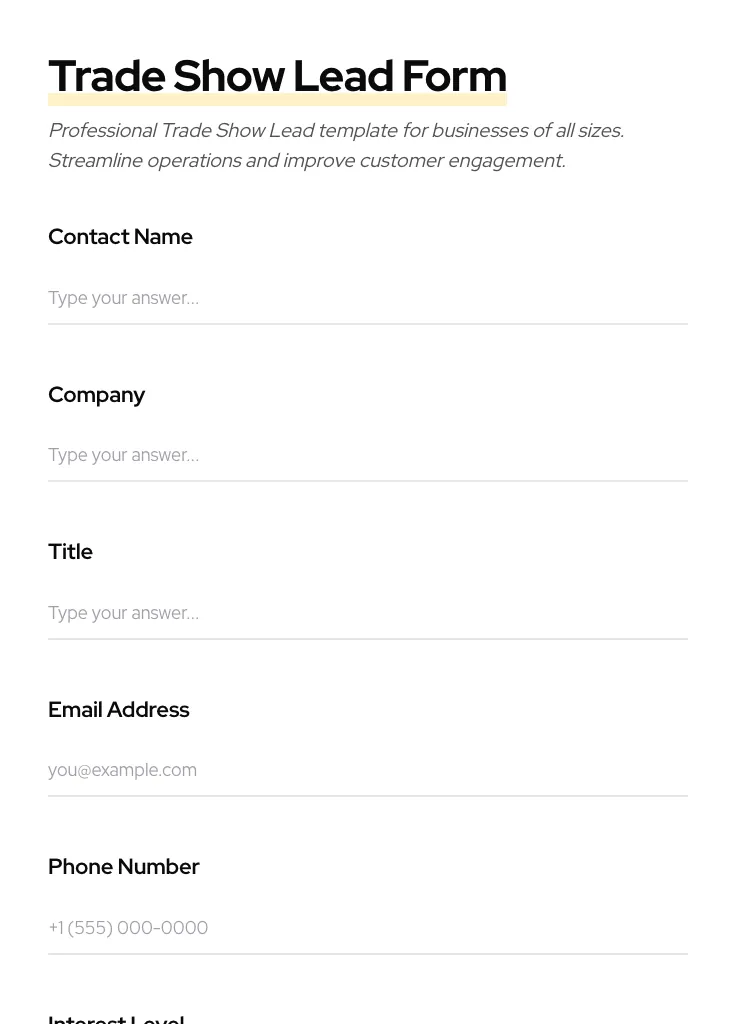 Trade Show Lead preview