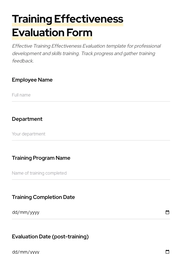 Training Effectiveness Evaluation