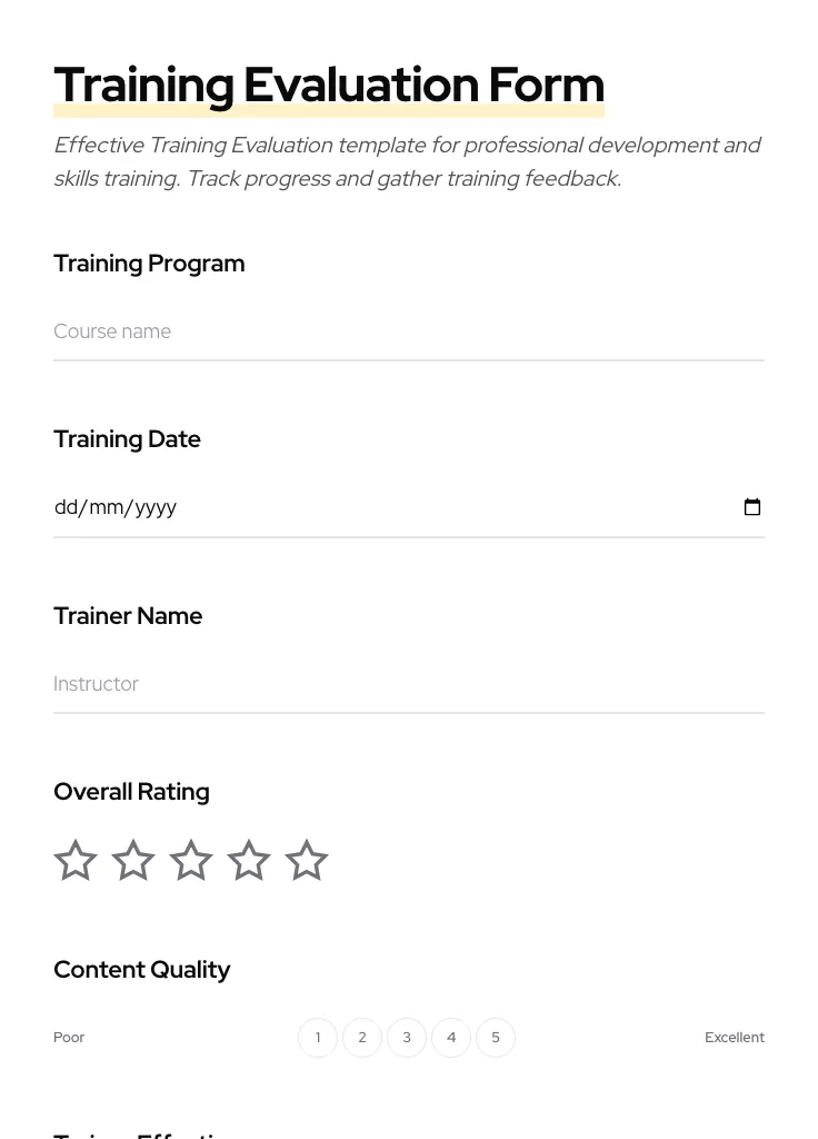 Training Evaluation preview