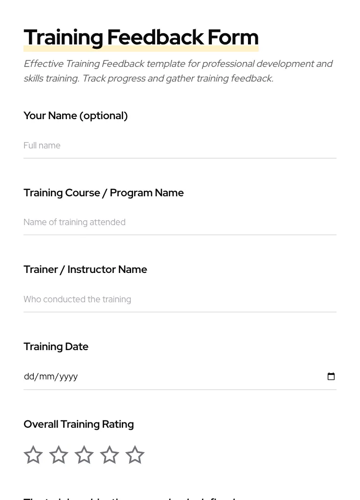 Training Feedback preview