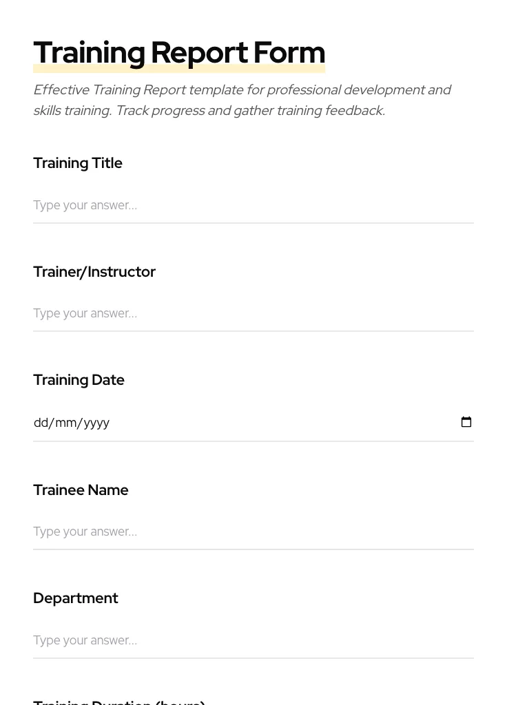 Training Report preview