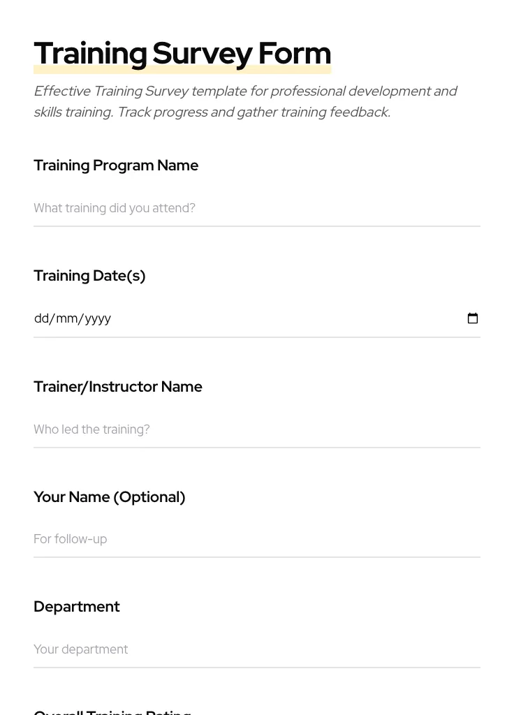 Training Survey preview