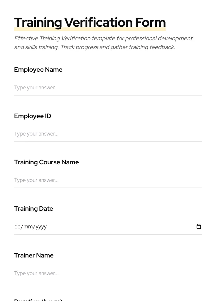 Training Verification preview