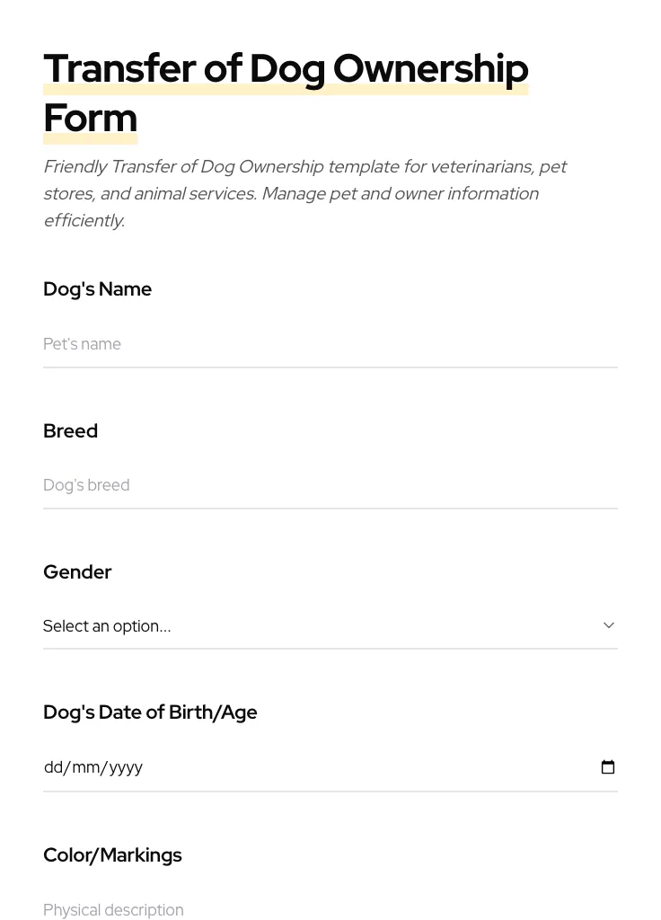 Transfer of Dog Ownership preview