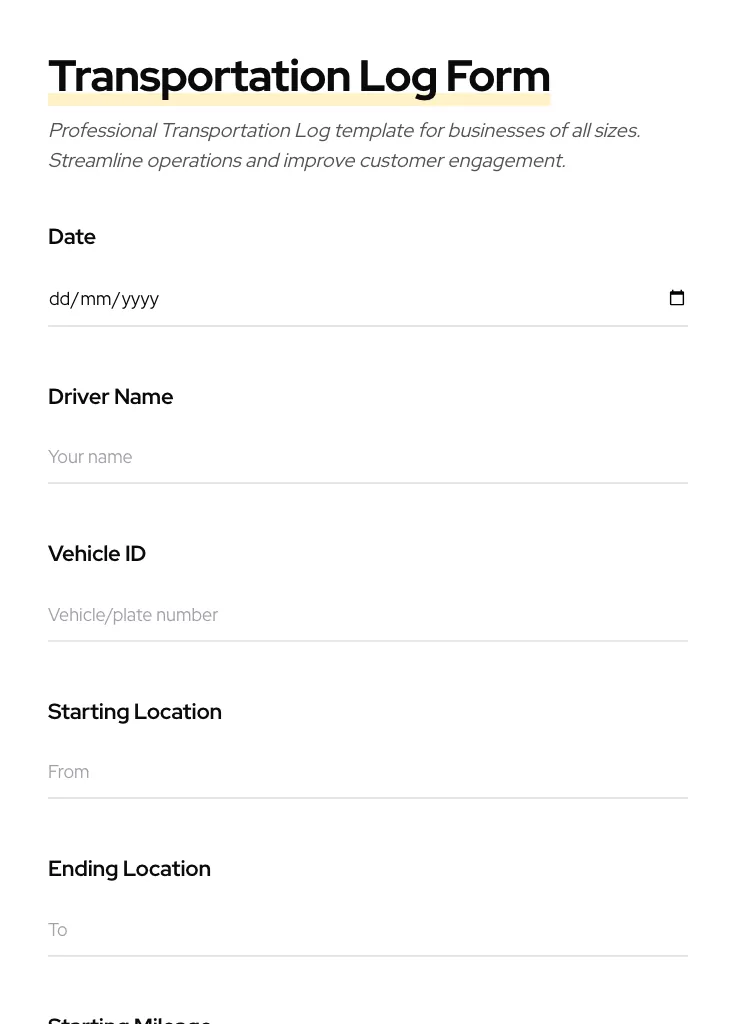 Transportation Log preview