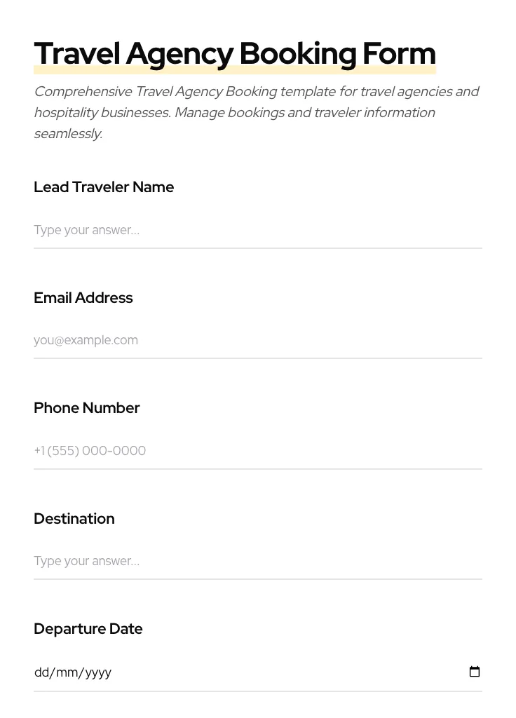 Travel Agency Booking preview