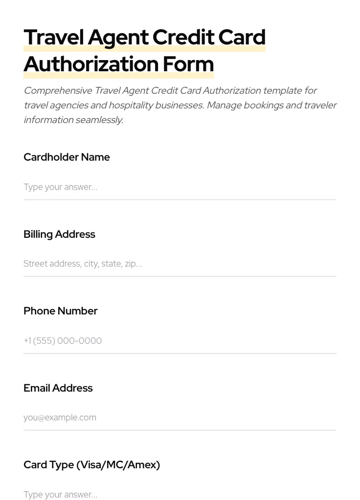Travel Agent Credit Card Authorization preview
