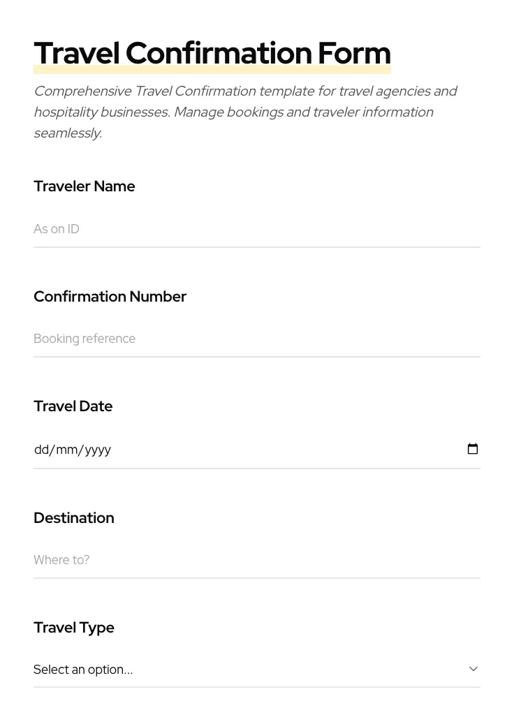 Travel Confirmation preview
