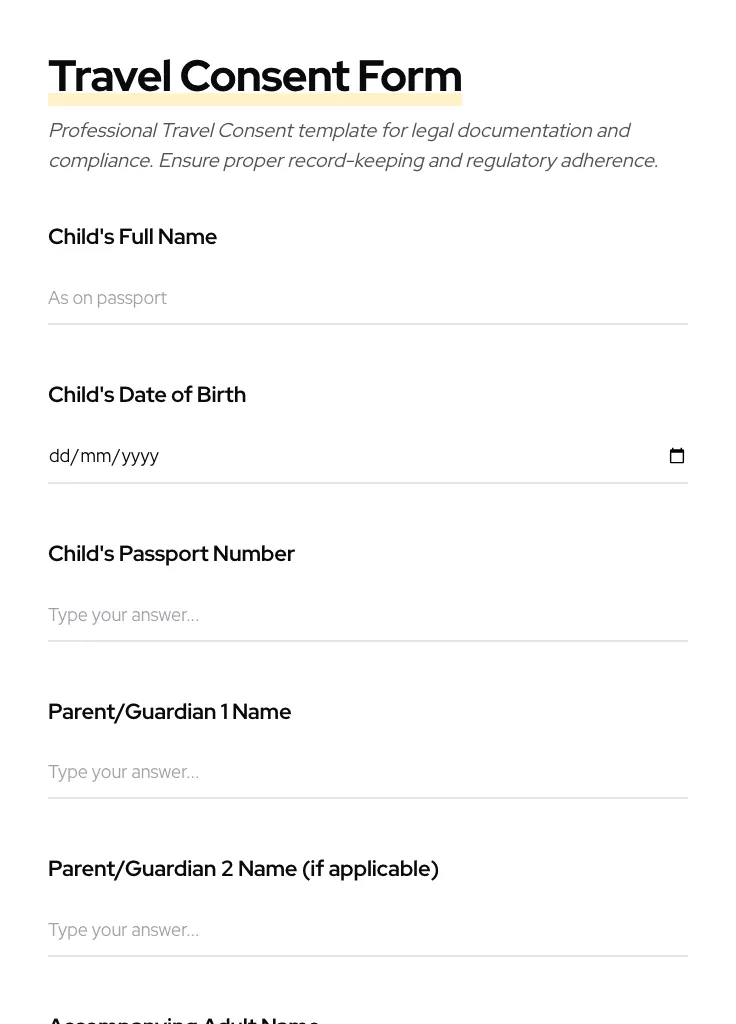 Travel Consent preview