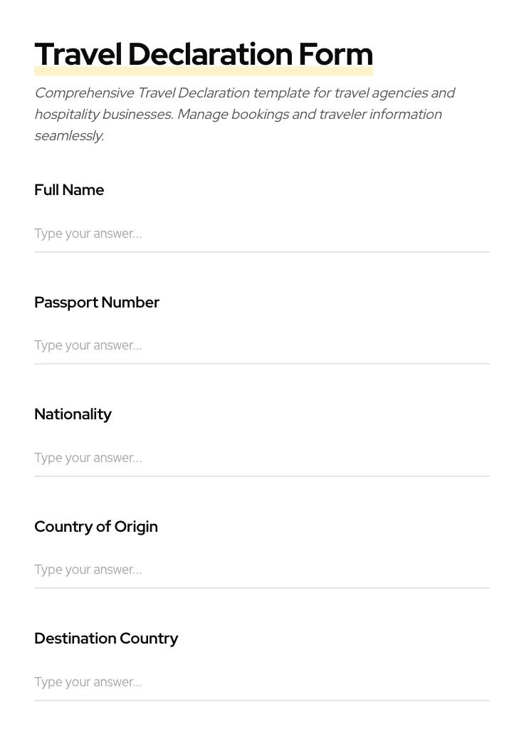 Travel Declaration preview