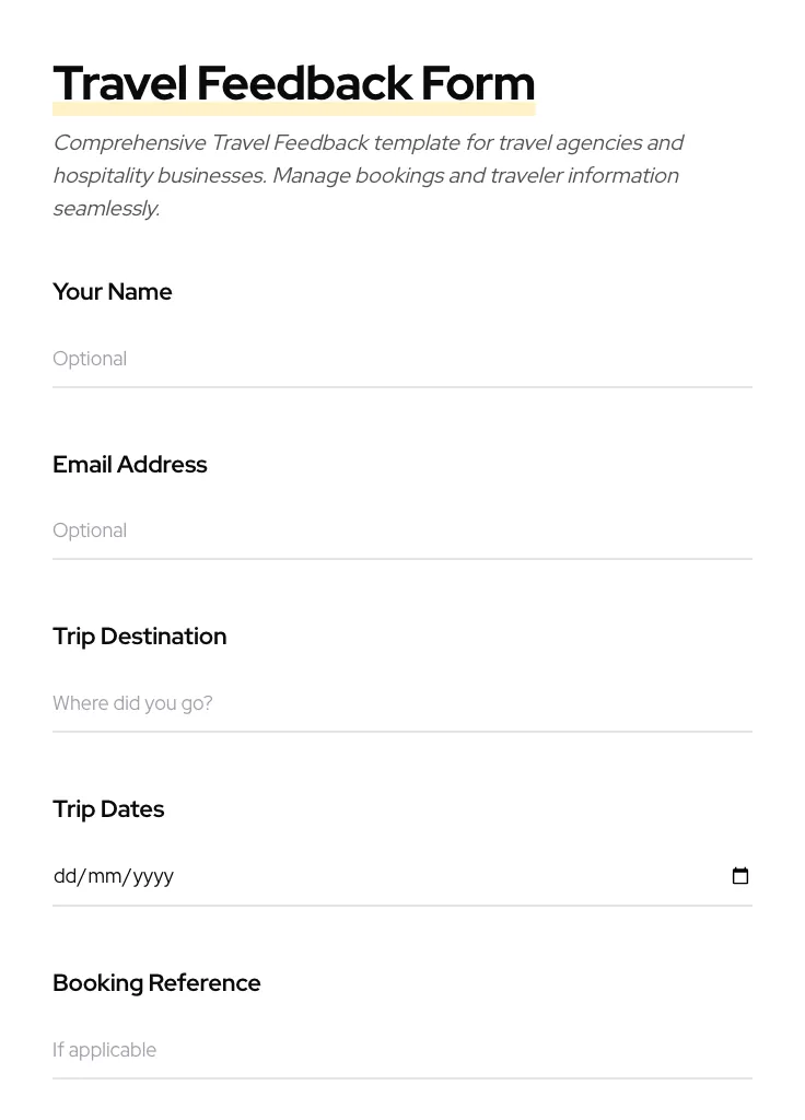 Travel Feedback preview