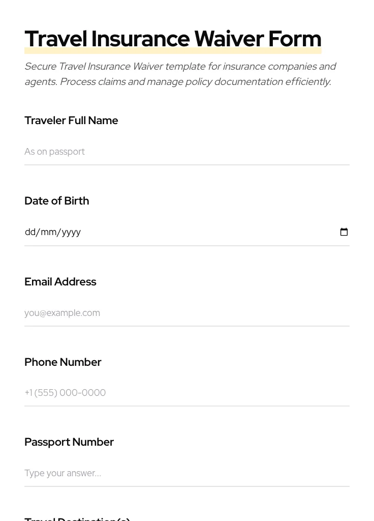 Travel Insurance Waiver preview