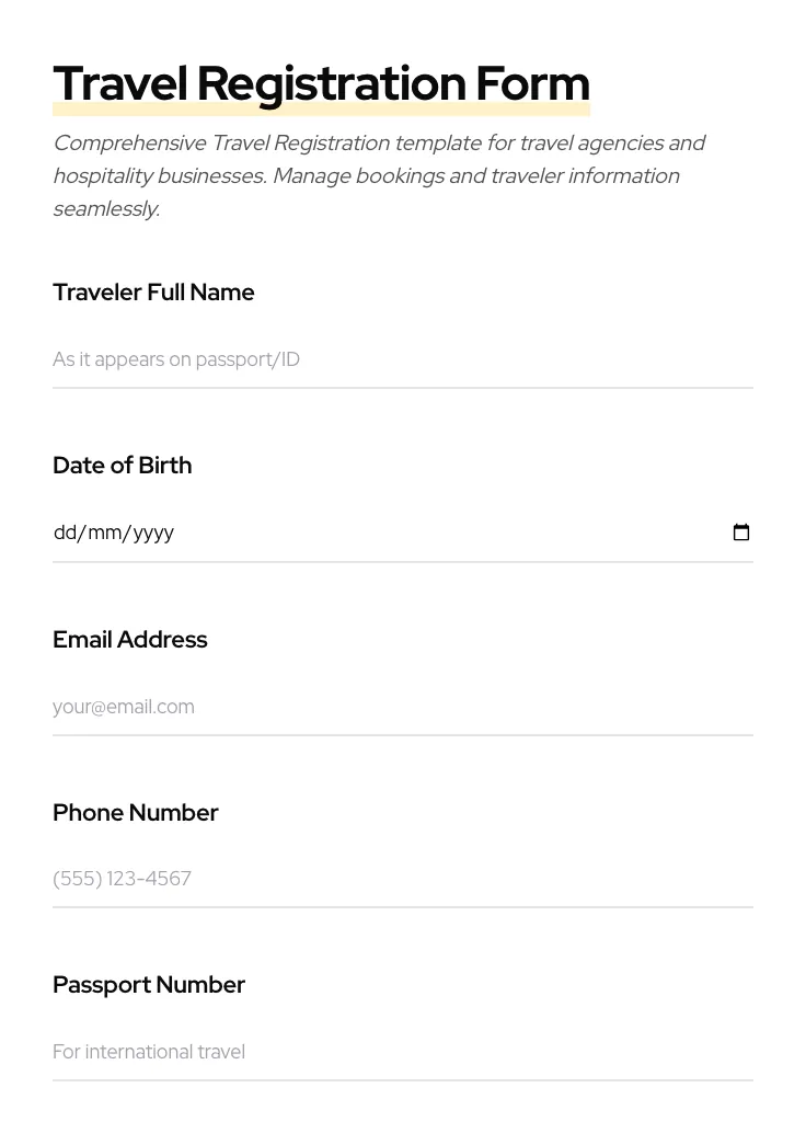 Travel Registration preview